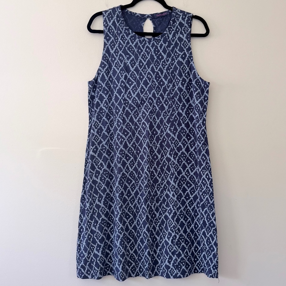 Fresh Produce Cotton Blue Abstract Geo Pattern Keyhole Back Popover Structured